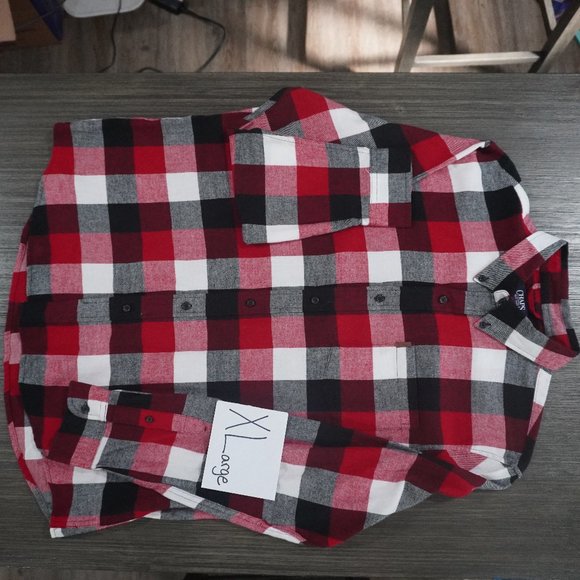 Champs Cotten Men's Long-Sleeve Button Down Shirt - Red/Black Plaid - Picture 1 of 3